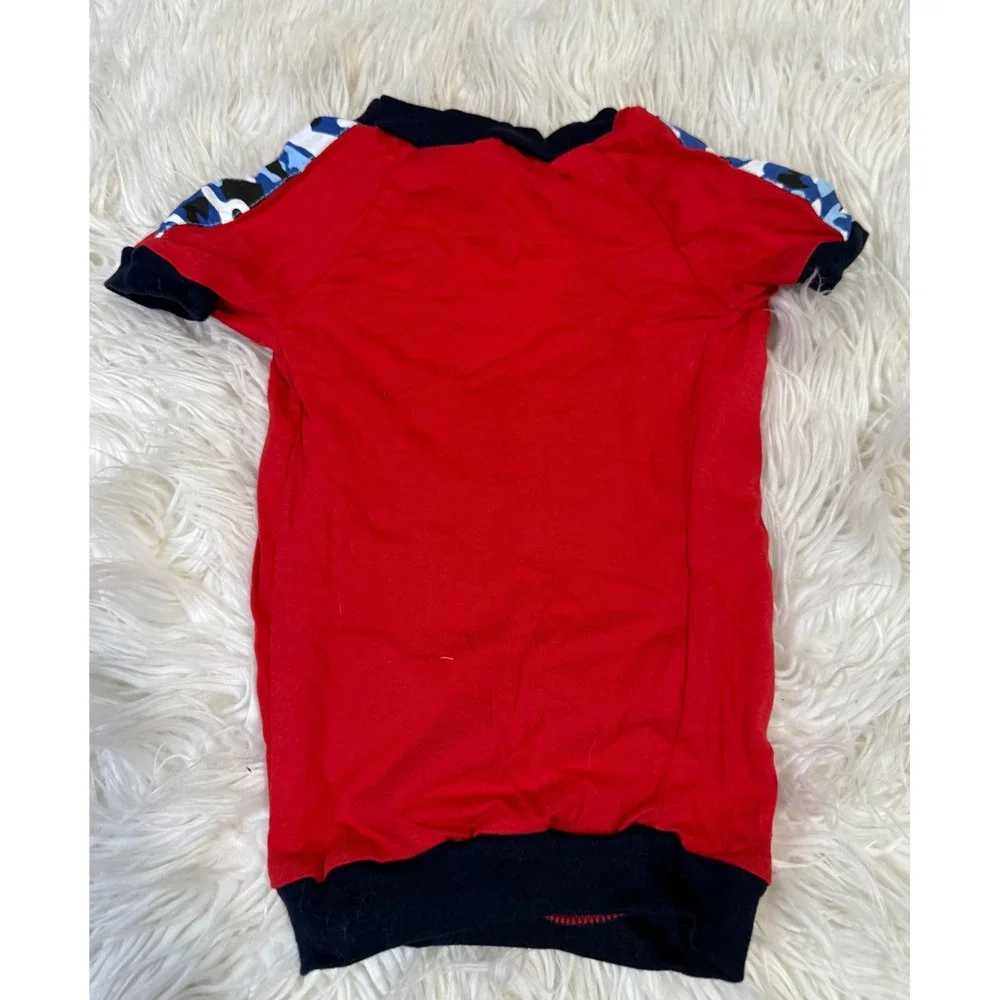 Varsity 79 Dog Shirt Red Camo Print Numbers Sporty Pet Tee